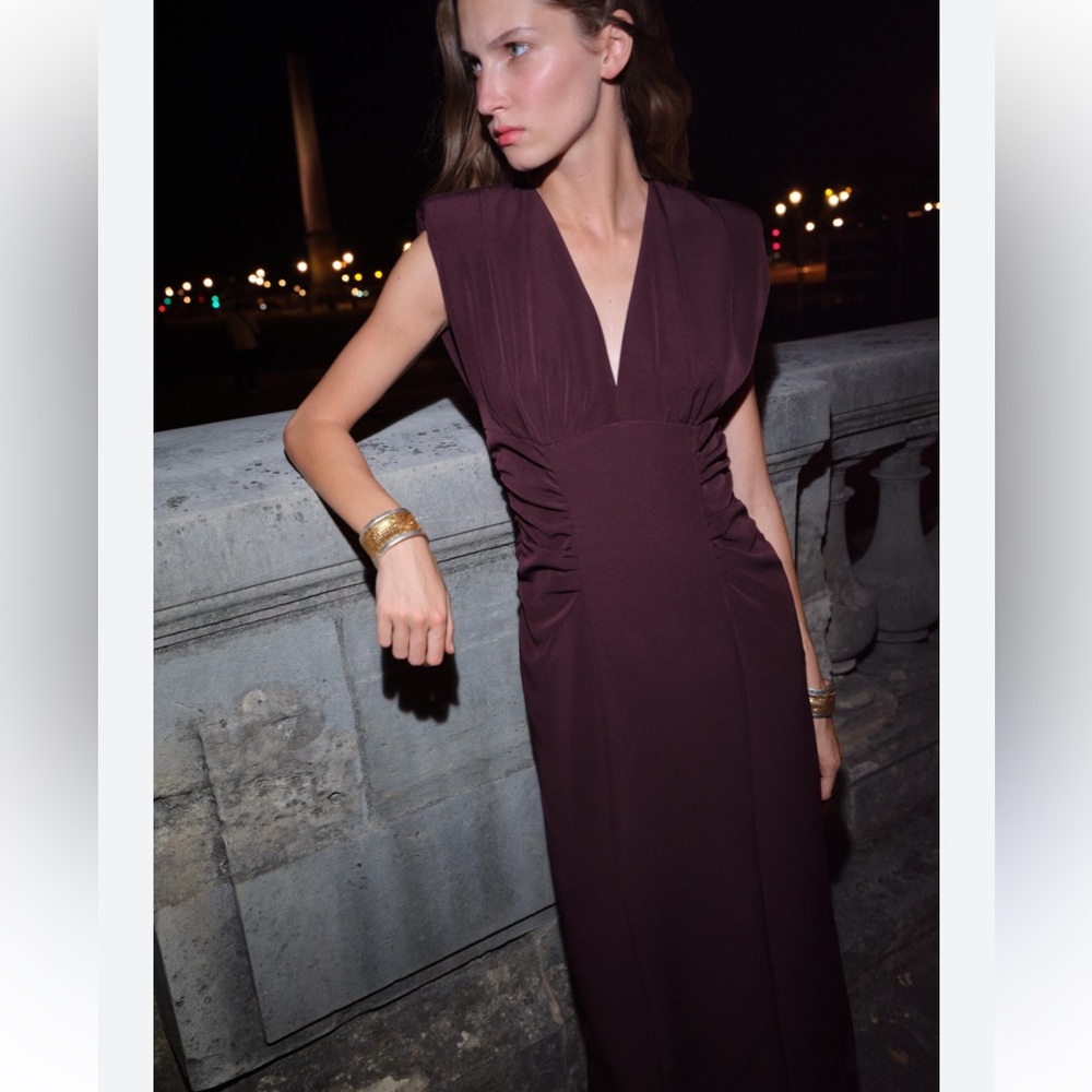 Zara NWT draped midi dress eggplant 5029/173